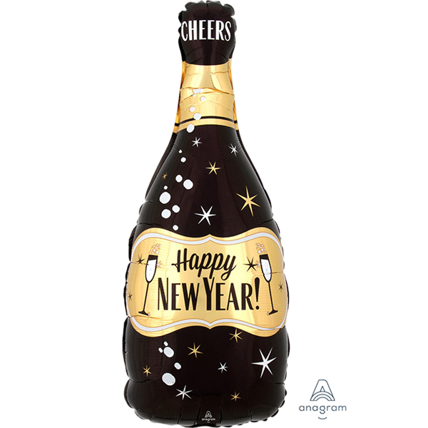 Supershape Gold & Black Bubbly Bottle